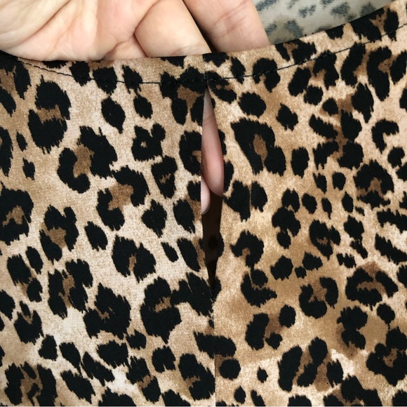 Nina Leonard Leopard Print Short Sleeve Cutout Tie-back Blouse Size XL - Picture 7 of 10